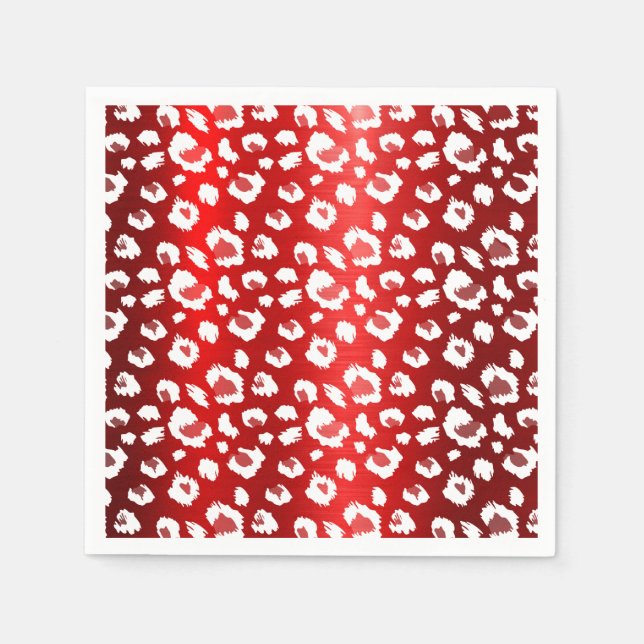  Red Leopard Metallic Elegant Stylish Party  Napkin (Front)