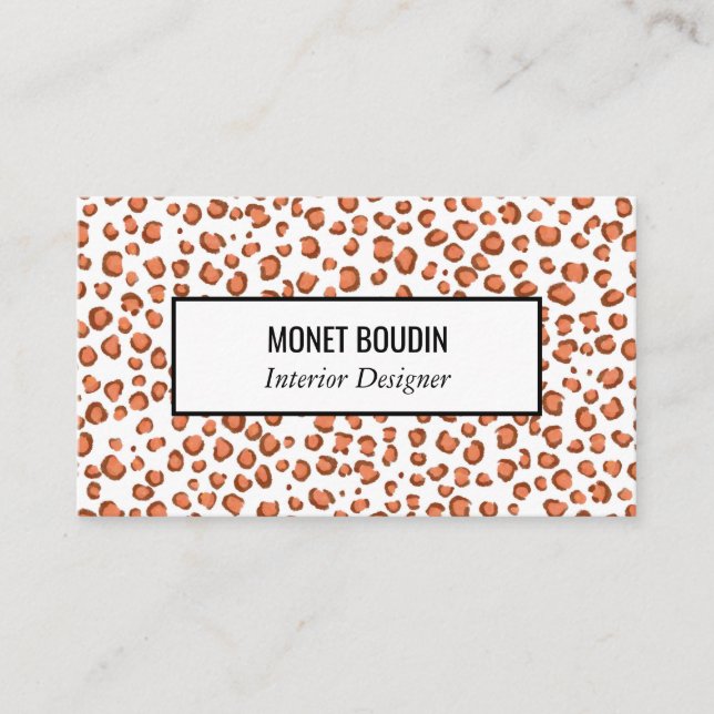Red Leopard Modern Custom Animal Print Business Card (Front)