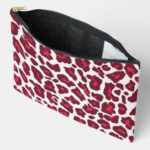 Red Leopard Pattern Accessory Pouch