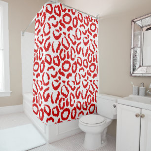Red Leopard Pattern Shower Curtain
