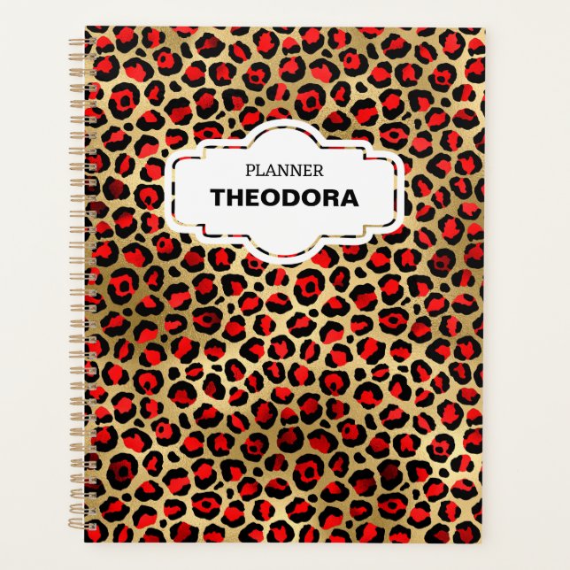 RED LEOPARD PRINT 12-month Planner & Stickers (Front)