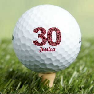 Red Leopard Print 30th Birthday Golfer 30 Years Golf Balls