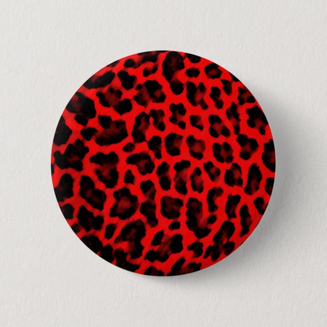 Red Leopard Print 6 Cm Round Badge (Front)