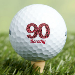 Red Leopard Print 90th Birthday Golfer 90 Years Golf Balls