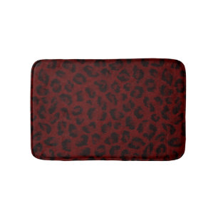 Red Leopard Print Bath Mat