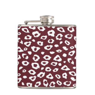 Red Leopard Print Hip Flask