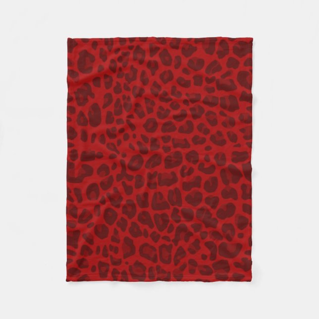 Red leopard print pattern fleece blanket (Front)