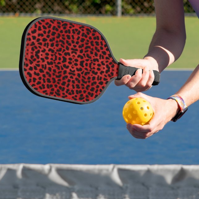 Red Leopard Print Pickleball Paddle (Insitu)