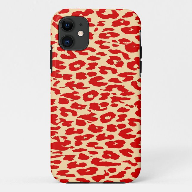 Red Leopard Print Skin Fur Case-Mate iPhone Case (Back)