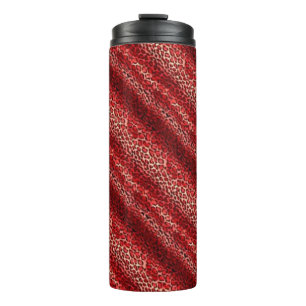 Red leopard print thermal tumbler