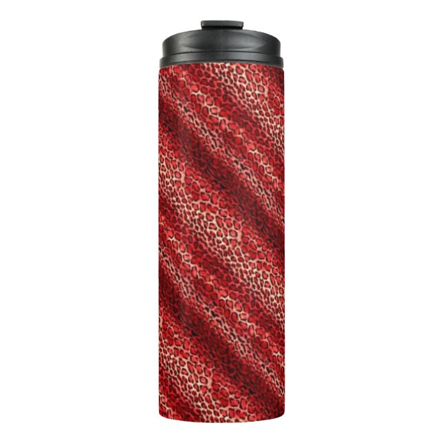 Red leopard print thermal tumbler (Front)