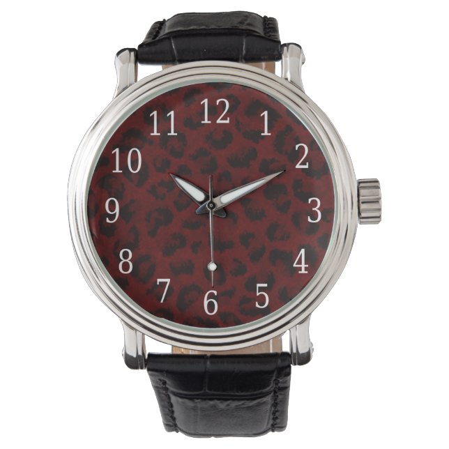 Red Leopard Print Watch (Front)