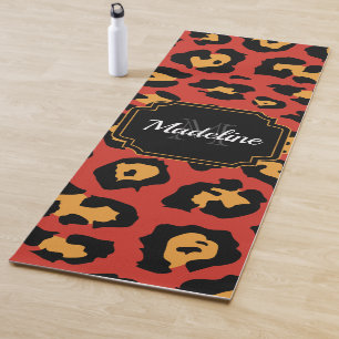 Red Leopard Print Yoga Mat