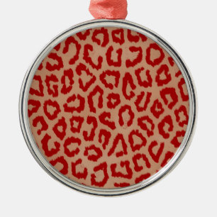 Red Leopard Skin Art Metal Ornament