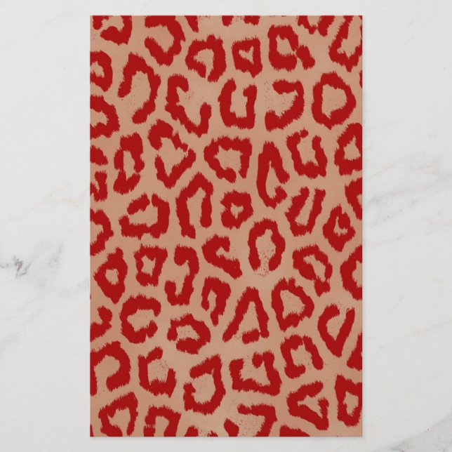 Red Leopard Skin Art Stationery (Front)