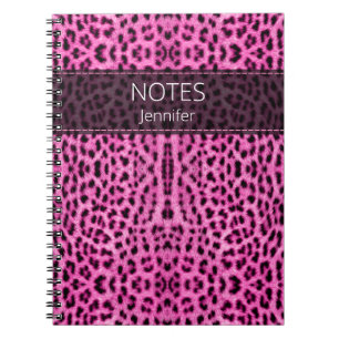 Red Leopard Skin Print Pattern Name Customised Notebook