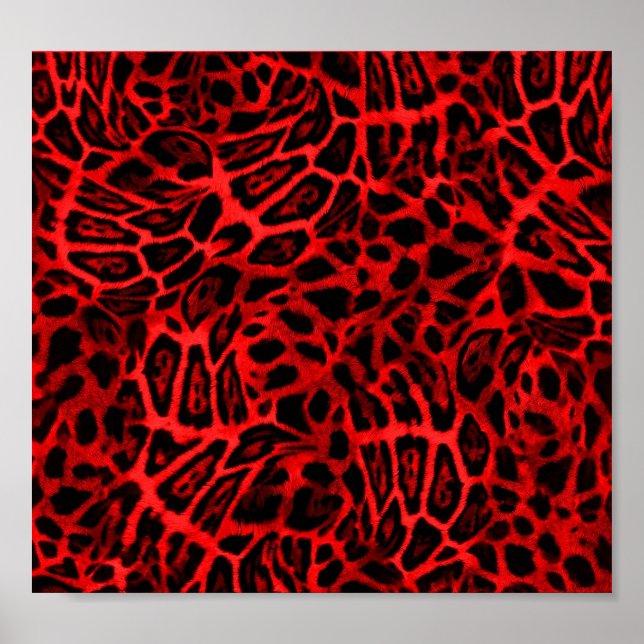 RED LEOPARD WOBBLE PATTERN BACKGROUNDS WALLPAPERS POSTER (Front)