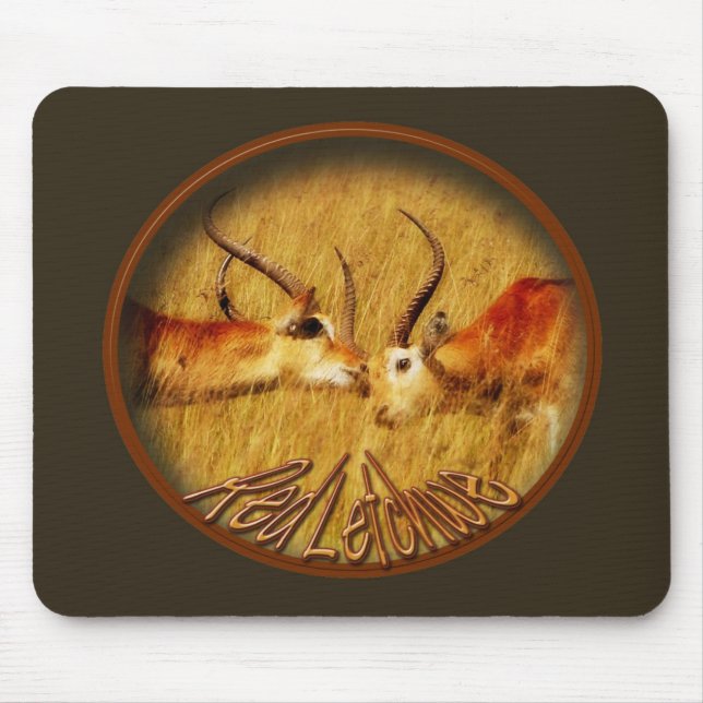 Red Letchwe fighting, wildlife safari mousepads (Front)