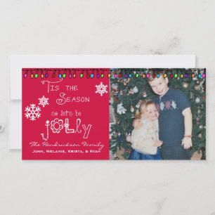 Red Let's Be Jolly Chrstmas Holiday Photo Card