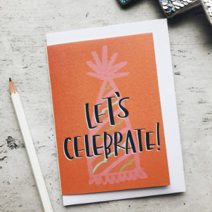 Red Let's Celebrate Birthday Hat Card