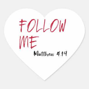 Red Letter Jesus Quote: Follow Me Scripture Heart Sticker