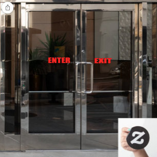 Red Lettering Enter Exit Shop Business Door