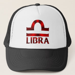 Red Libra Horoscope Symbol Trucker Hat