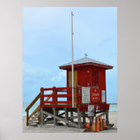 Red Lifeguard Tower No Lifeguard On Duty