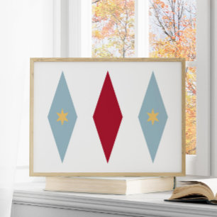 Red Light Blue Yellow Stars Diamonds Argyle Poster