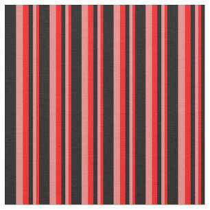 Red, Light Coral & Black Lines/Stripes Pattern Fabric