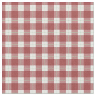 Red / Light Green / White Plaid Fabric