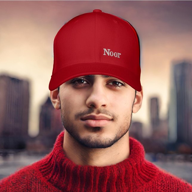  red& light grey personalised  embroidered hat (Creator Uploaded)