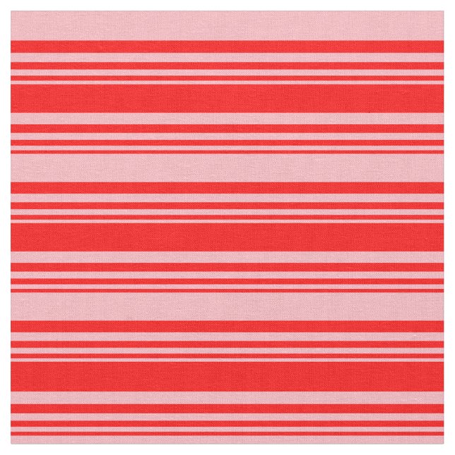 Red & Light Pink Stripes Fabric (Close Up)