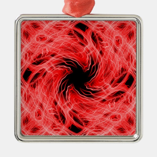 Red light trails pattern metal tree decoration (Front)