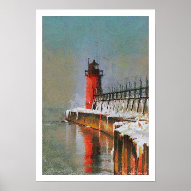 Red Lighthouse Poster Print (Front)