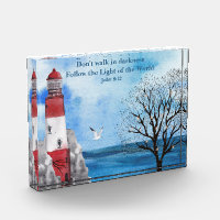 Red Lighthouse Watercolor Scene Poster