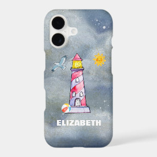 Red Lighthouse with a Stormy Background Custom