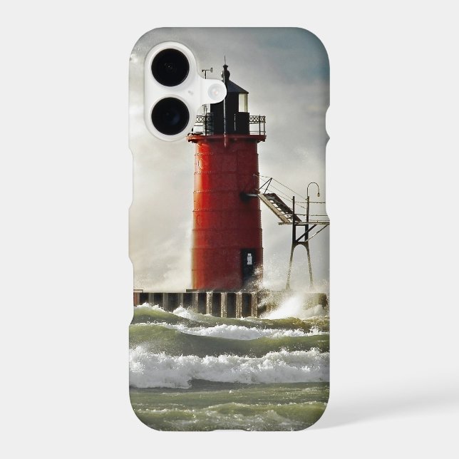red lighthouse with giant wave (Back)