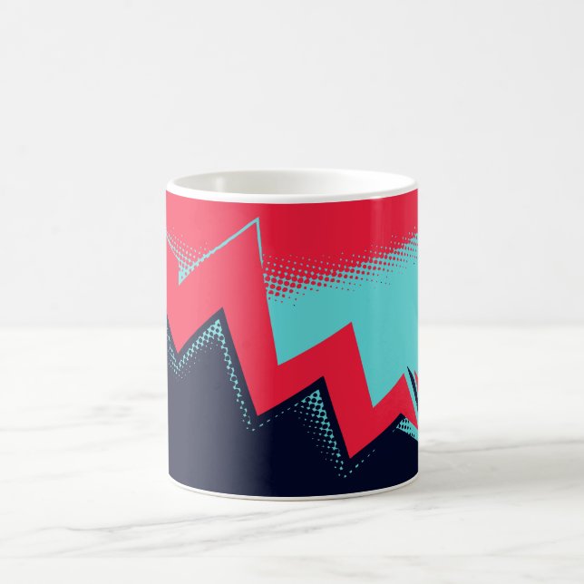 Red lightning Between Light and Dark Blue Areas Coffee Mug (Center)