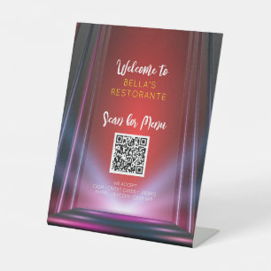 Red Lights Menu Restaurant QR Code Table Sign