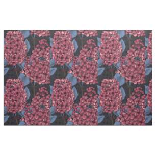 Red lilac on dark blue fabric