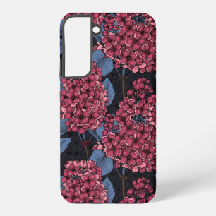 Red lilac on dark blue samsung galaxy case