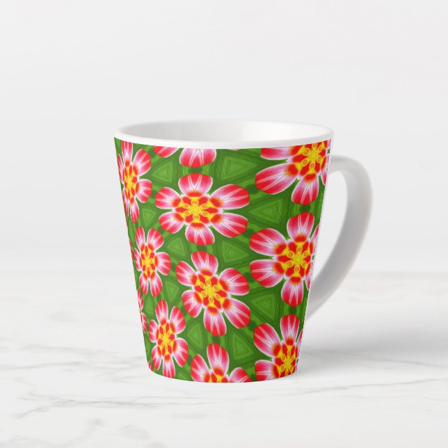 Red Lilies Pattern Latte Mug (Right Angle)