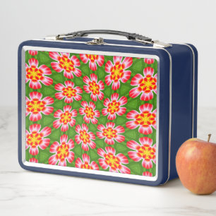 Red Lilies Pattern Metal Lunch Box