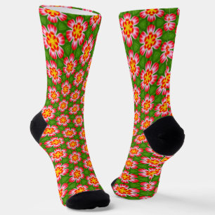 Red Lilies Pattern Socks