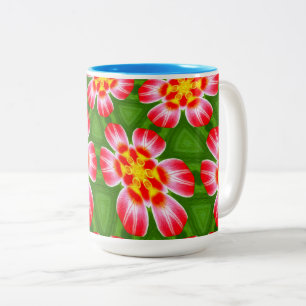 Red Lilies Pattern Two-Tone Coffee Mug