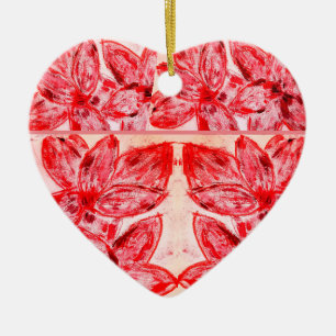 Red Lilium Ceramic Ornament