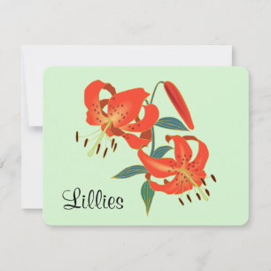 Red Lillies Note Card & 2025 Calendar on Back