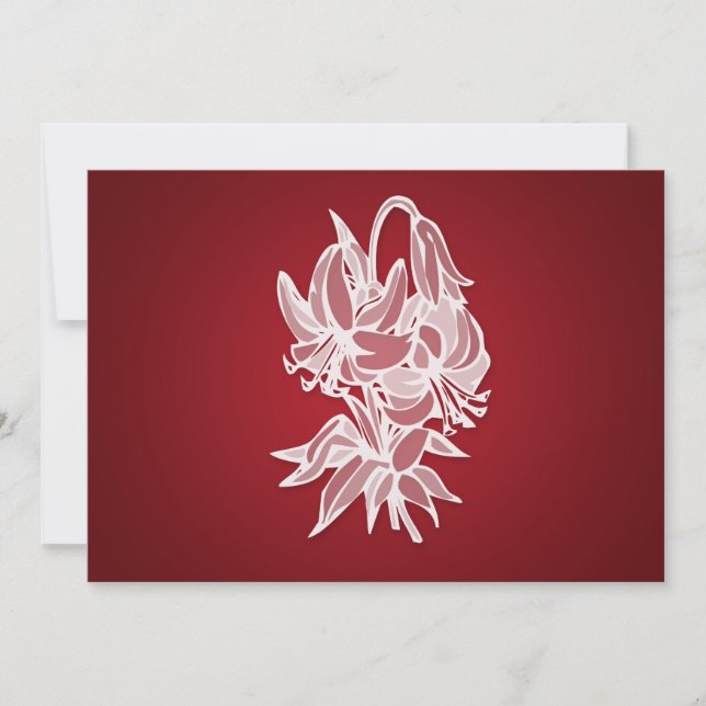 Red Lily Bouquet Elegant Bridal Shower Invitation (Front)