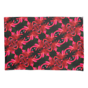 Red Lily Floral Abstract Art Pattern Pillowcase